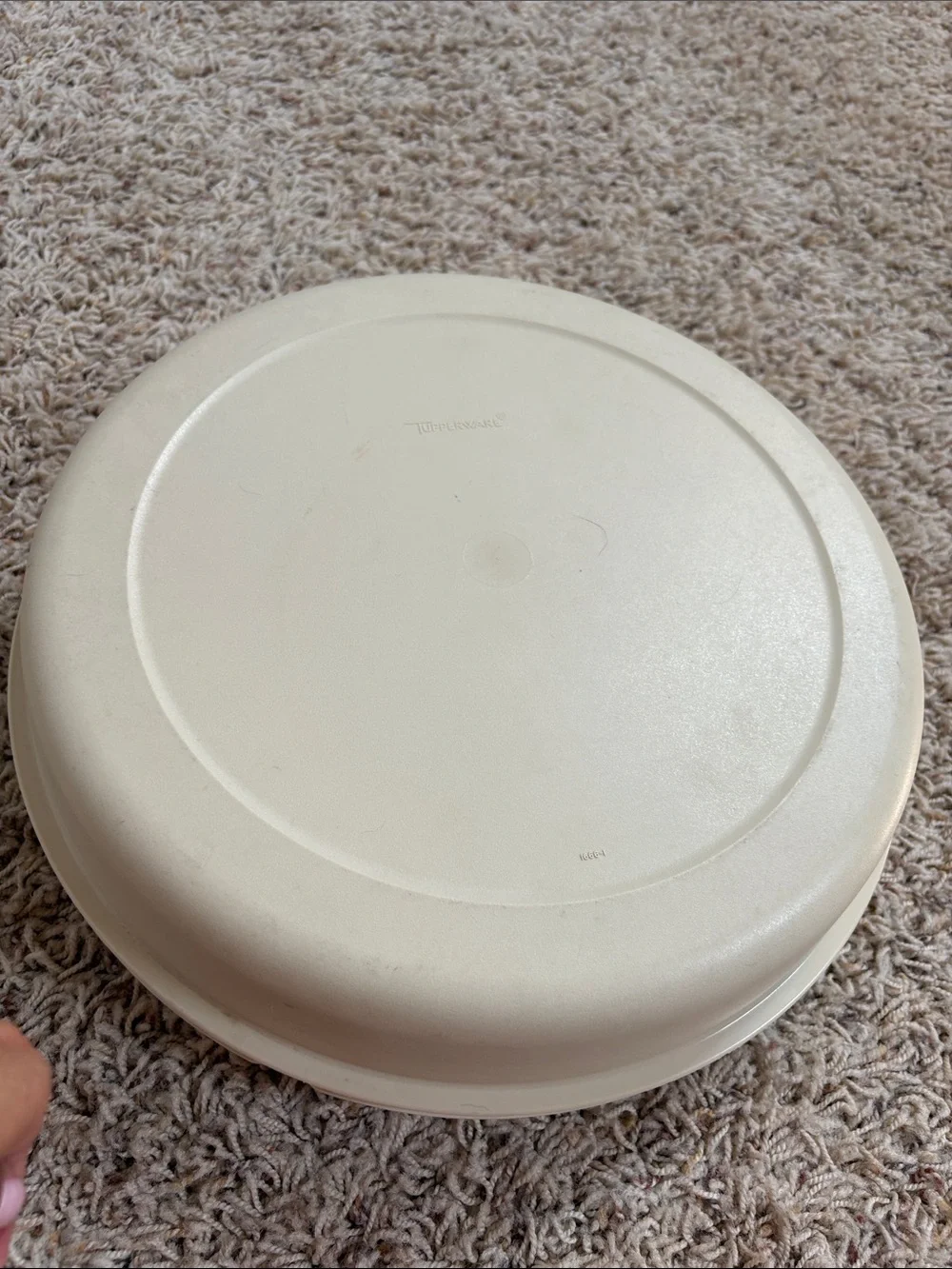Vintage Tupperware 1665-1 Almond Cream Serving Tray & 1666 Lid
